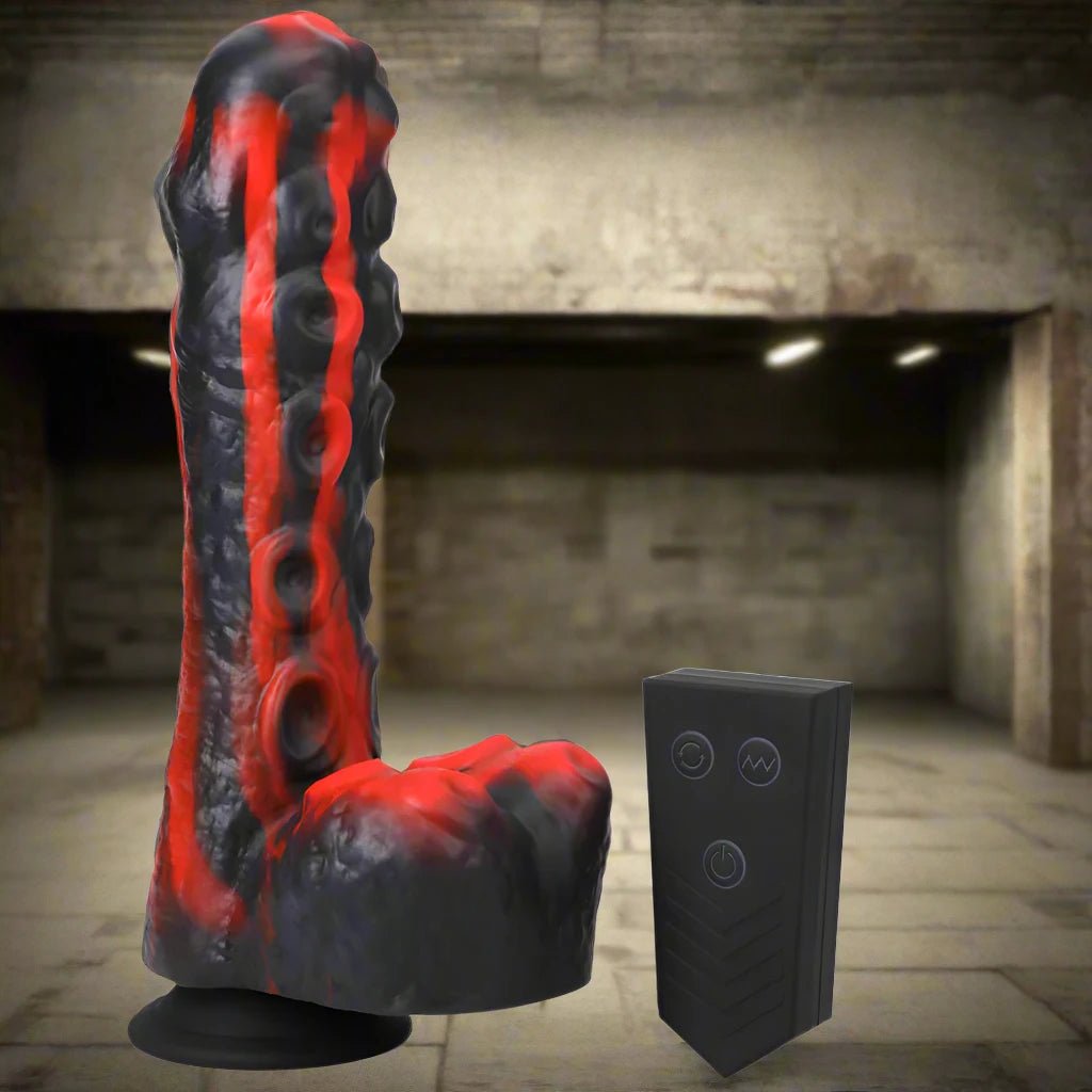 Fort Troff Tendril Thruster Mini Fuck Machine Rechargeable Remote-Controlled Silicone 8.5 in. Thrusting Dildo Red/Black