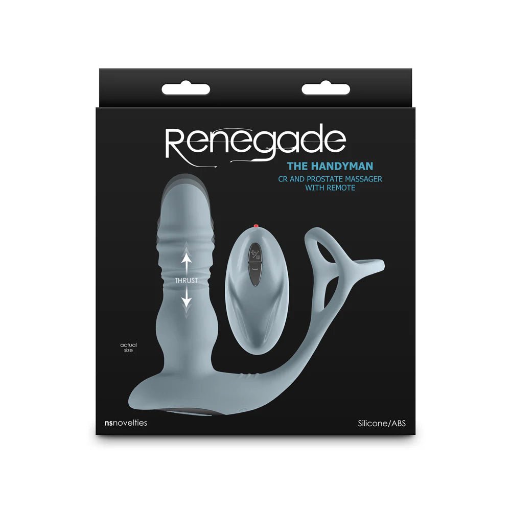 Renegade The Handyman C-Ring & Prostate Massager w/Remote - Gray - 0