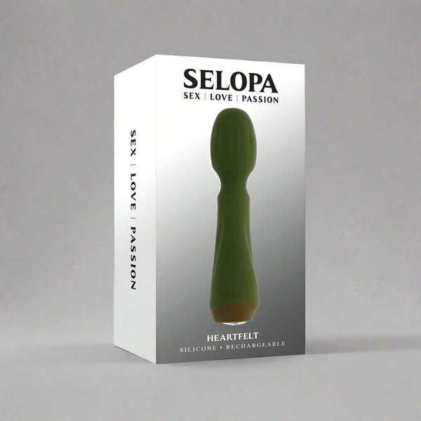 Selopa Heartfelt Rechargeable Vibrating Mini Wand Silicone - Green | CheapLubes.com