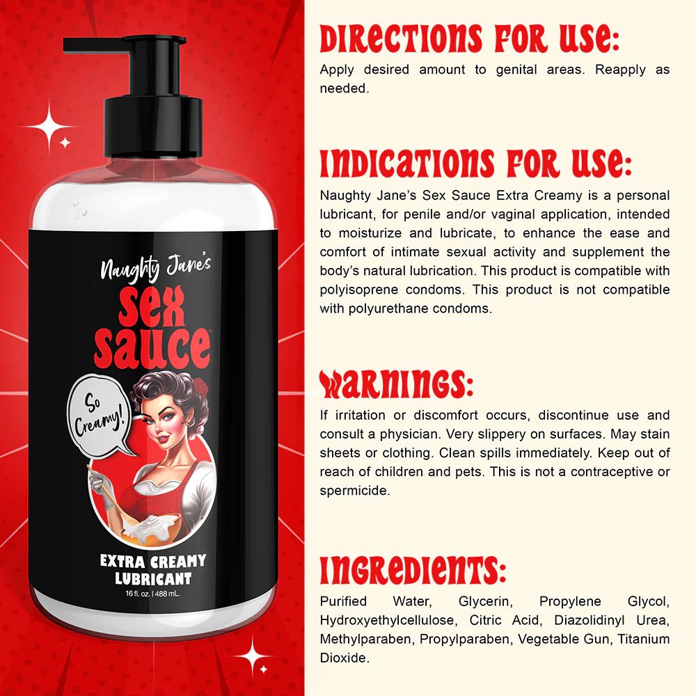 Naughty Jane's Sex Sauce Extra Creamy Lubricant 16 oz.