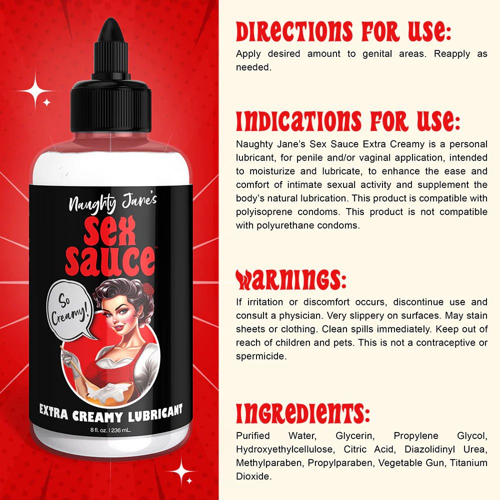 Naughty Jane's Sex Sauce Extra Creamy Lubricant 8 oz. - 0