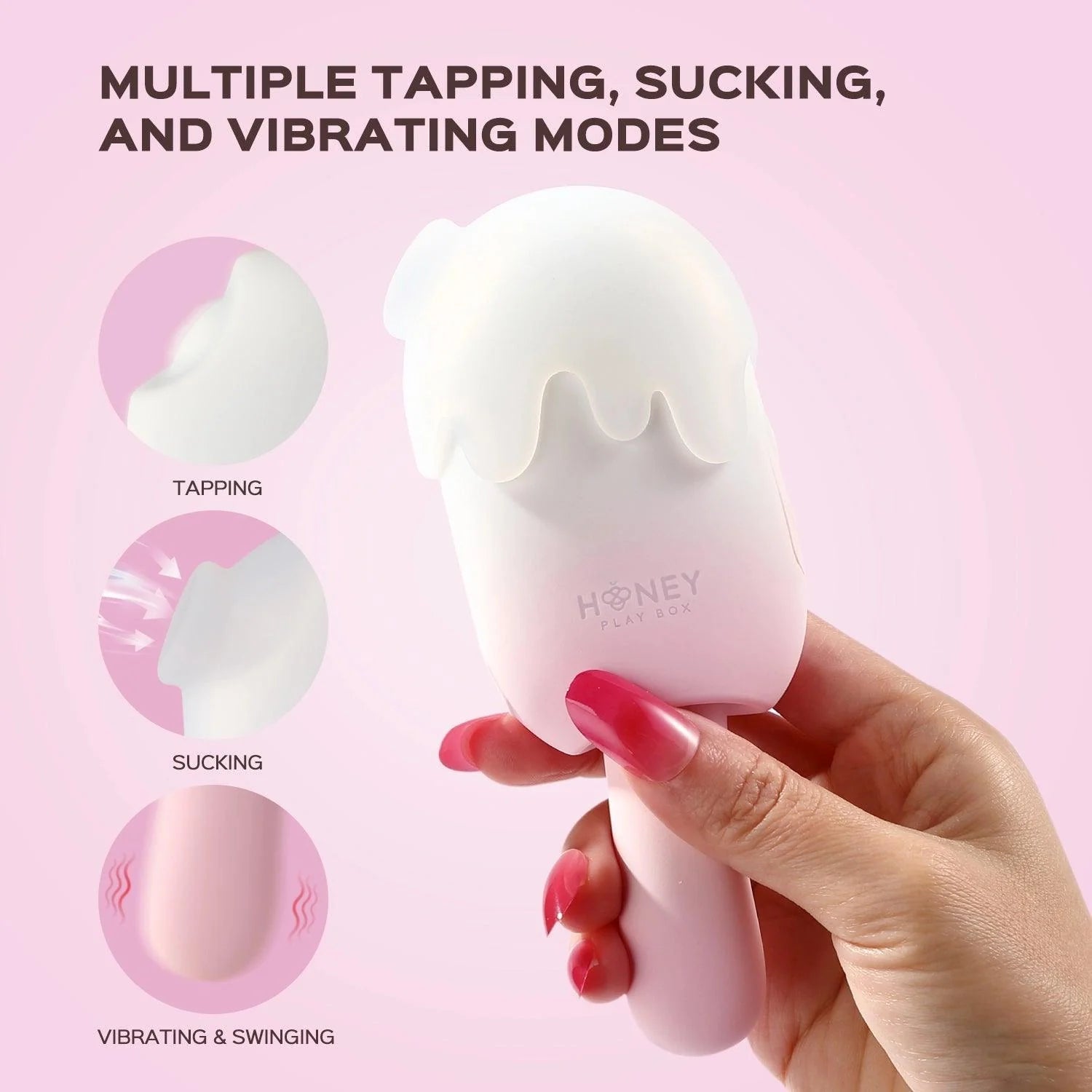 Bite Me Cream Pop Stimulator - Tapping, Sucking, Vibrating, & Swinging Teasing