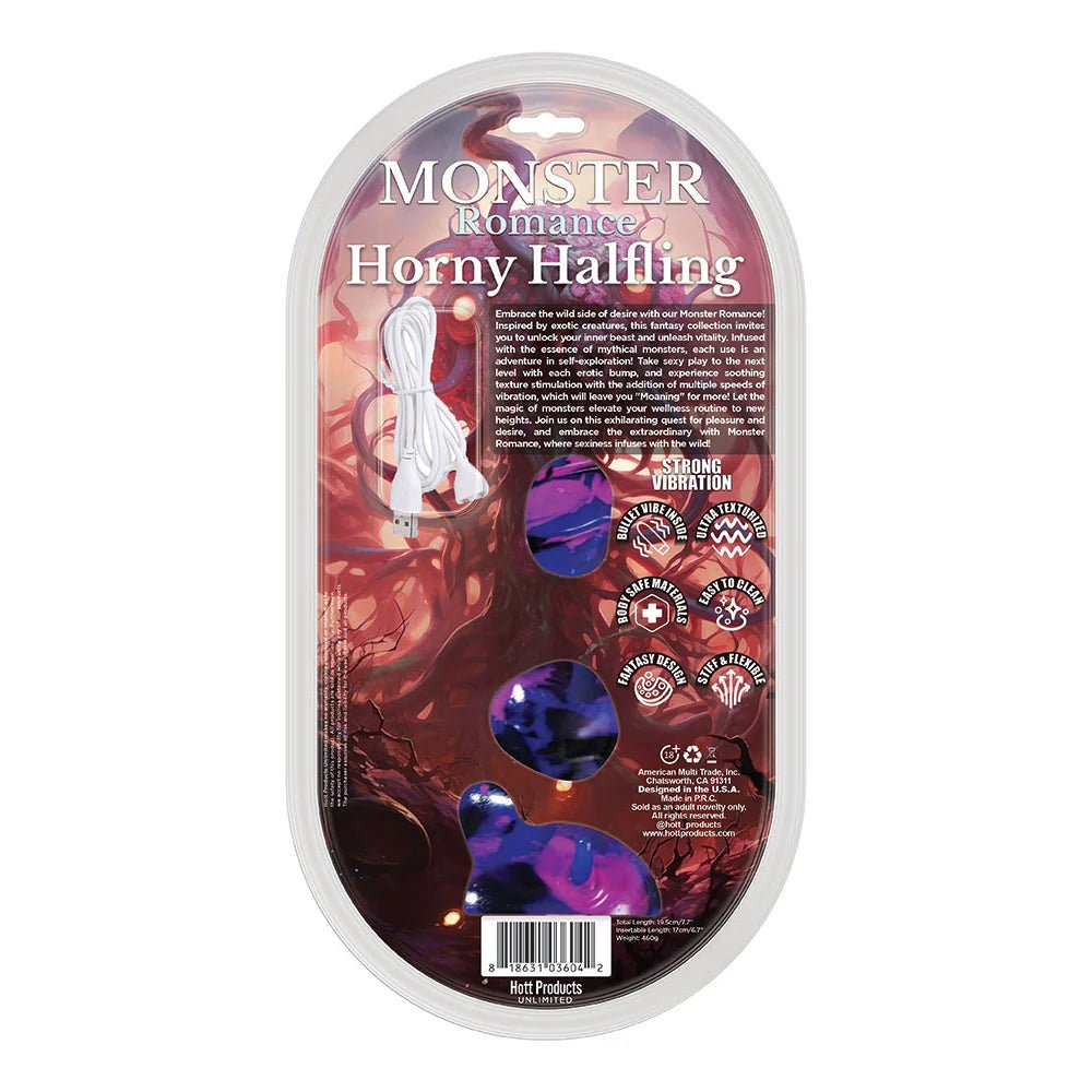 Monster Romance Horny Halfling with Vibrating Bullet Silicone Dildo 7 inch